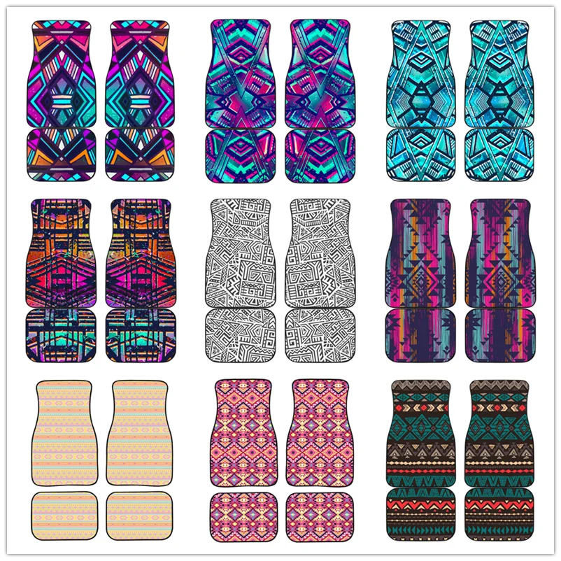

Все защитные автомобильные коврики с ацтекским узором и принтом, тяжелый ковер спереди и сзади, полный комплект из 4 предметов в упаковке для автомобиля внедорожника