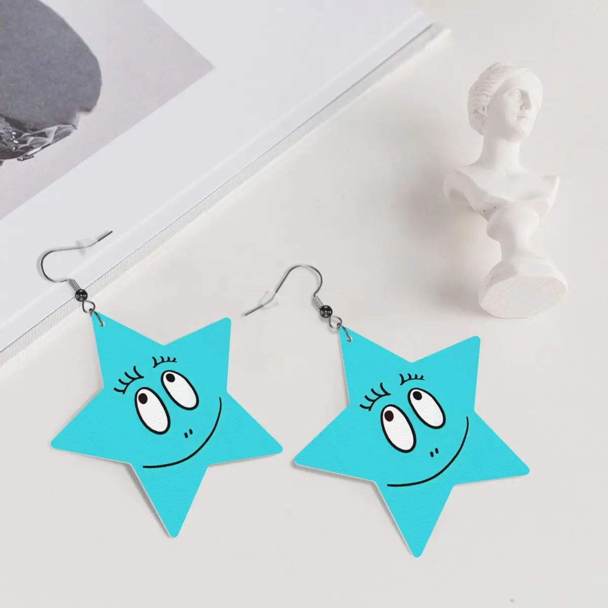 여성을 위한 맞춤형 재미있는 만화 바바파파 벽지 가죽 귀걸이 눈물방울 드롭 귀걸이 액세서리