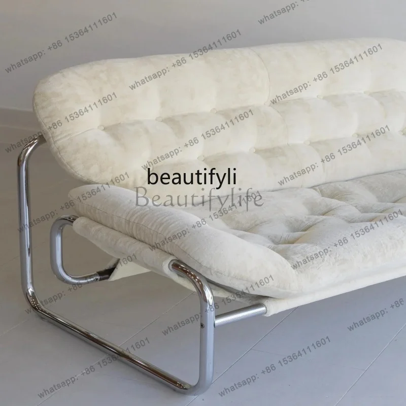 Medieval sofa designer stainless steel frame double triple chenille velvet sofa