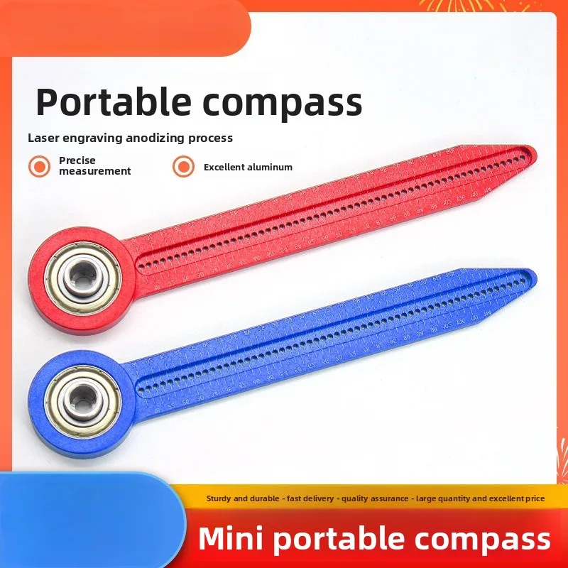 Mini Portable Woodworking Compass Aluminum Alloy Concentric Axis Drawing Tool Precision Hole Ruler for DIY