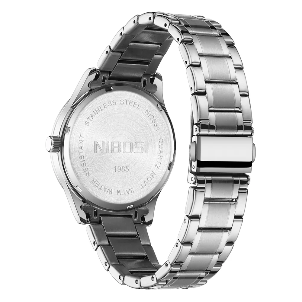 NIBOSI Brand 2024 New Fashion Quartz Watch for Men Stainless Steel Waterproof Calendar Mens Luxury Watches Relogio Masculino