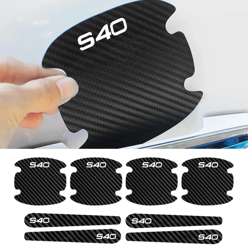 

Car Door Handle Bowl Protector Sticker Carbon Fiber Anti Scratch Bumper Strips for VOLVO S40 Logo Anti-collision Protection Tape