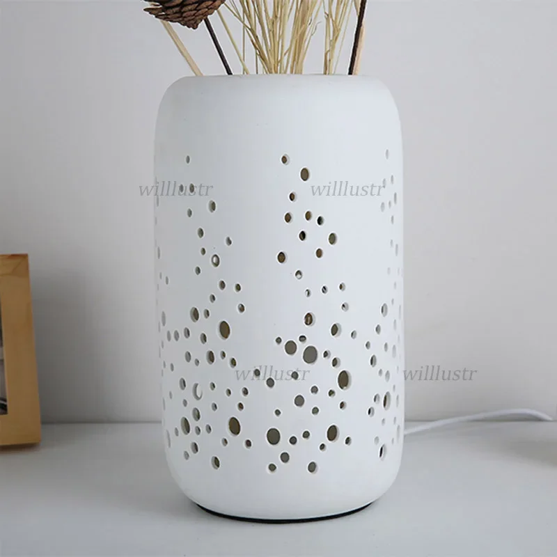 

Creative Ceramic Vase Table Lamp Flower Arrangement Desk Light Hotel Cafe Study Living Room Bedside Modern Porcelain Lighting