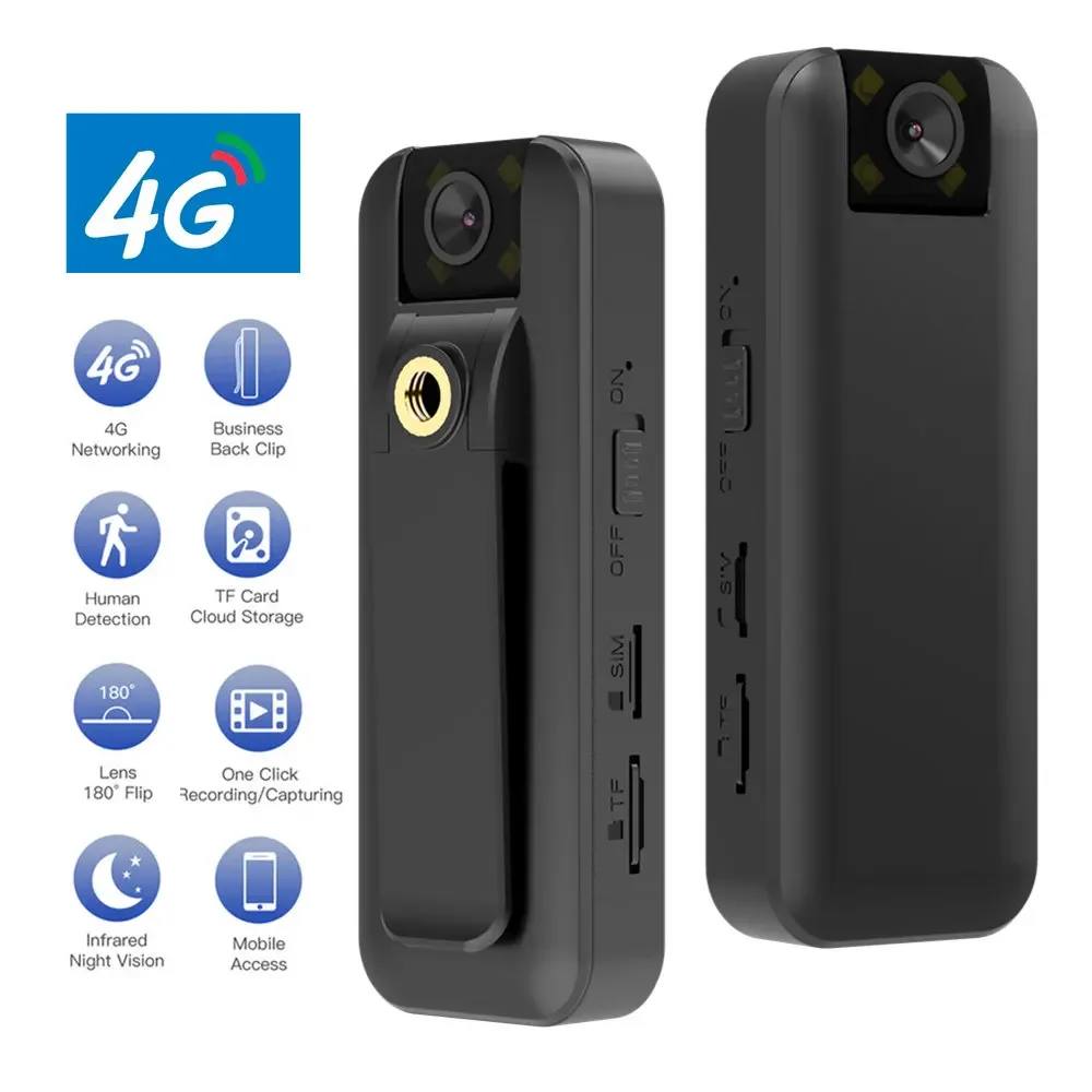 4G Wireless Mini Camera 4K High Definition Phone Remote Video Recorder Worn Police Small Body Cam Night Vision DV Camcorder