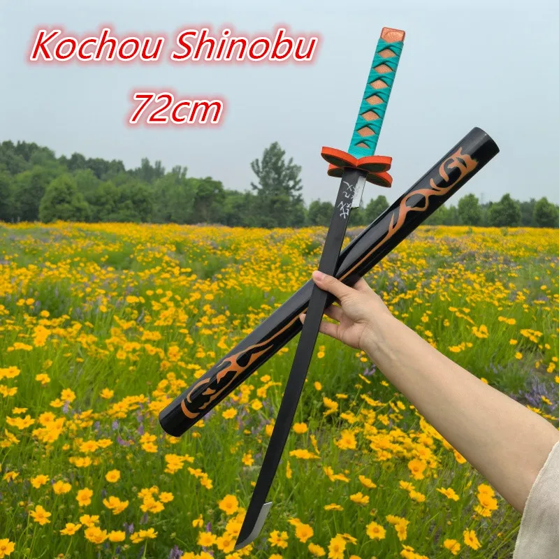 72cm Kochou Shinobu Demon Slayer Katana Anime Ninja Sword Cosplay Props Knife Real Size Samurai Sabre Japonesa Katana Sword