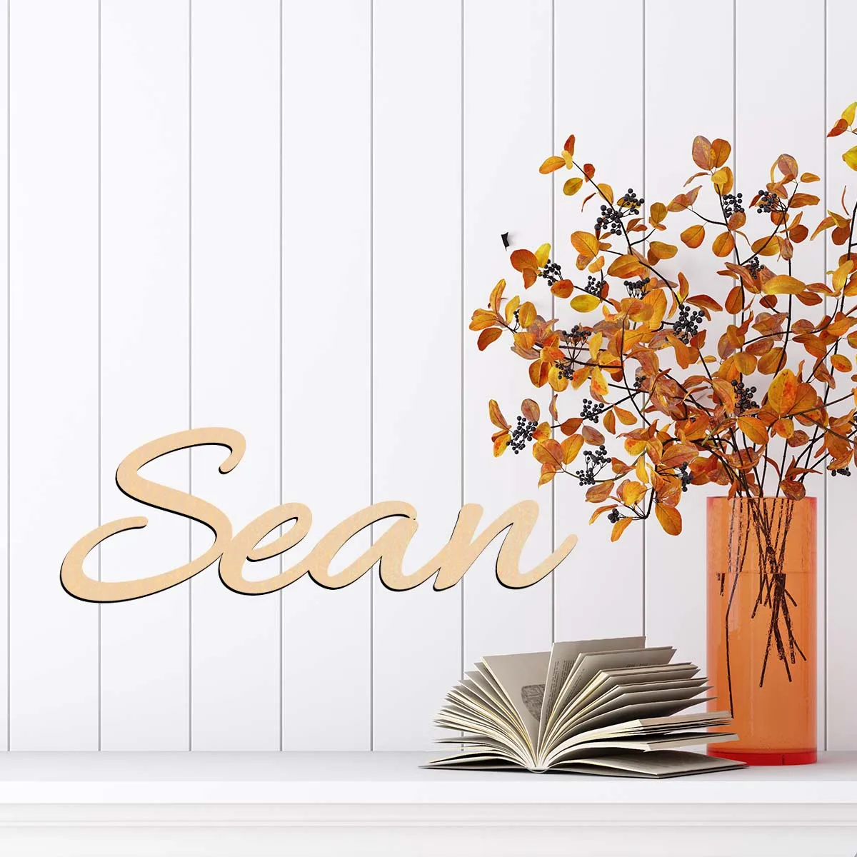 

1 pc sean text Custom Text Wooden Sign Wooden Decor Handcrafted with Elegant Cursive Lettering