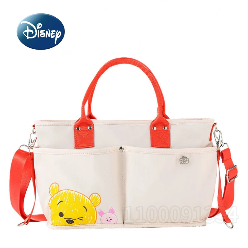 Disney-Bolsa de pañales Original para bebé, bolso de mano de dibujos animados Winnie The Pooh, gran capacidad, multifuncional, impermeable