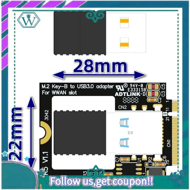 

Модернизированный ноутбук M.2 B Key To Bluetooth-совместимая сетевая карта Wi-Fi USB 3.0 SSD NGFF 3042 Конвертер M2 Key-B WWAN 4G Слот к USB