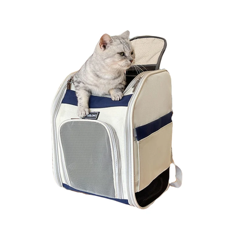 Pet Backpack Carrier Large Space Breathable Mesh Cats Backpack Travel Square Dog Bag Portable Packaging Carrying Pet Supplies