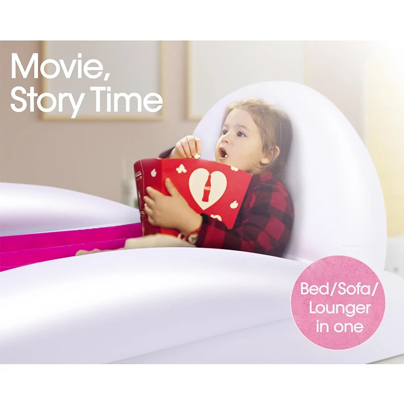 Inflatable Toddler Travel Bed with Safety Bumpers Backrest` Portable Kids Air Mattress Sleeping Bag Lazy Sofa for Travel Camping