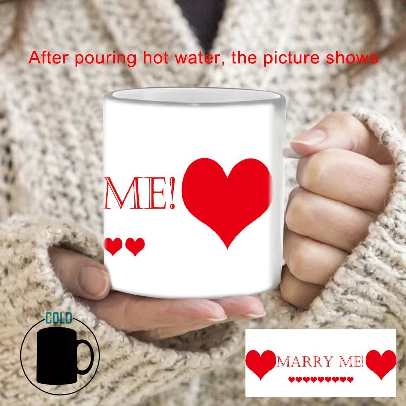 Proposal Surprise Heat Sensitive Mug “Marry Me” Color Changing Cup BSKT-107 Cups and Mugs Sublimation Blanks Personalized Gifts