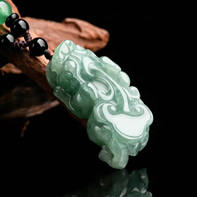 

Jiale/Hand-Carved/Natural Emerald Oil Green Lucky Ruyi Pixiu Jade Pendant Men Women Party Travel Fine Jewelry Necklace Gifts