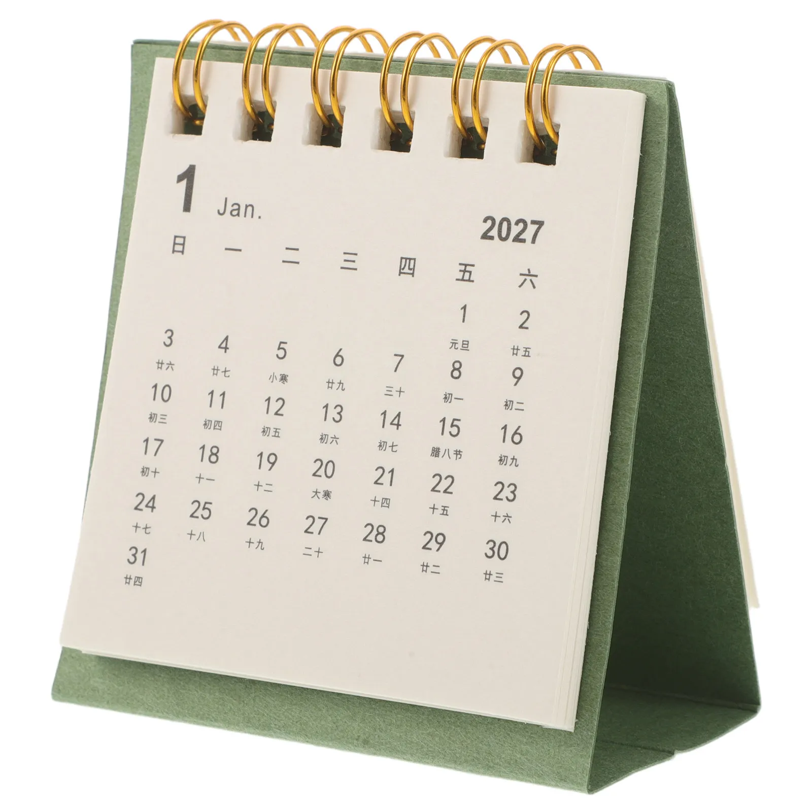 Mini Desk Calendar 2027 Compact Ring Bound Spiral Flip Nordic Style Portable Desktop Standing Planner Space-Saving Organizer