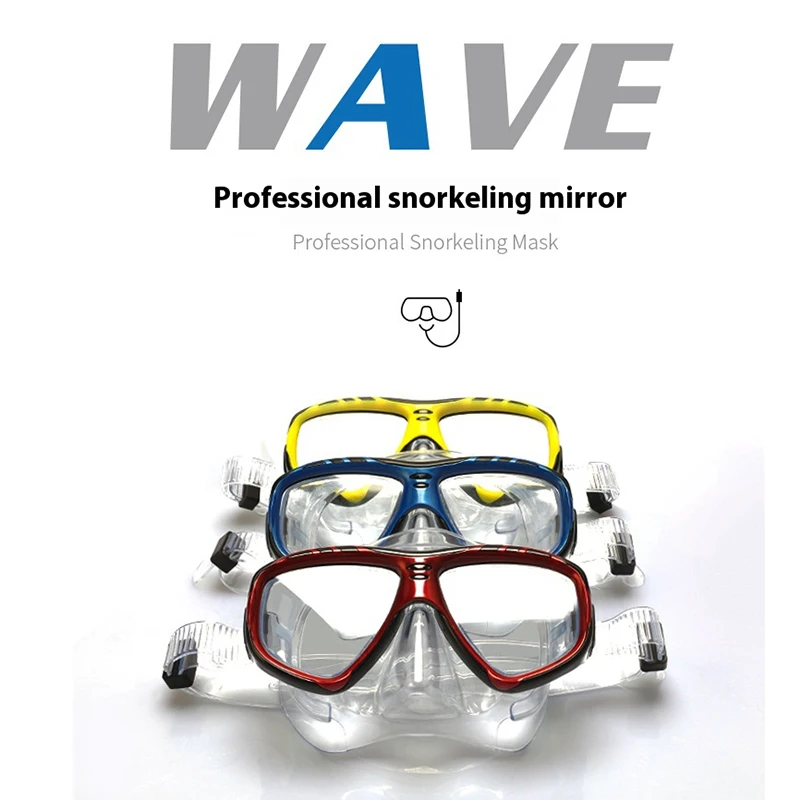 WAVE Professional Snorkeling Two-Piece Equipment Semi-Dry Snorkel Large Frame Goggles Diving Training Glasses