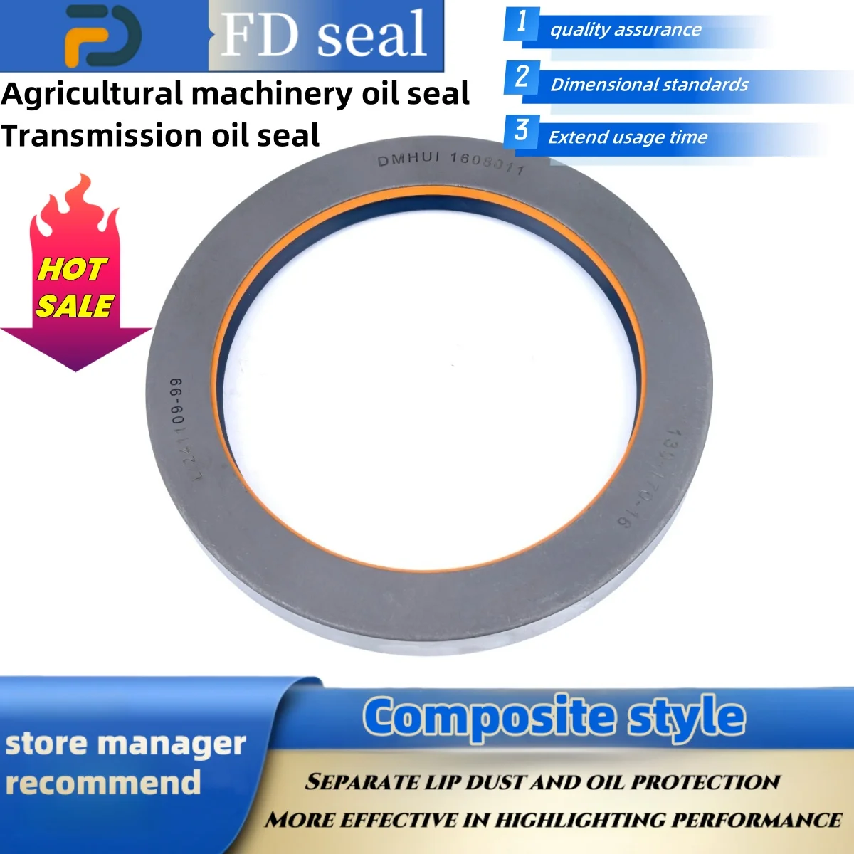 

NBR+AU Oil Seal 130*160*16mm12001919B Tractor Shaft Seal Transmission Seal Accessories Drive Shaft Accessory ISO 9001Repair Tool