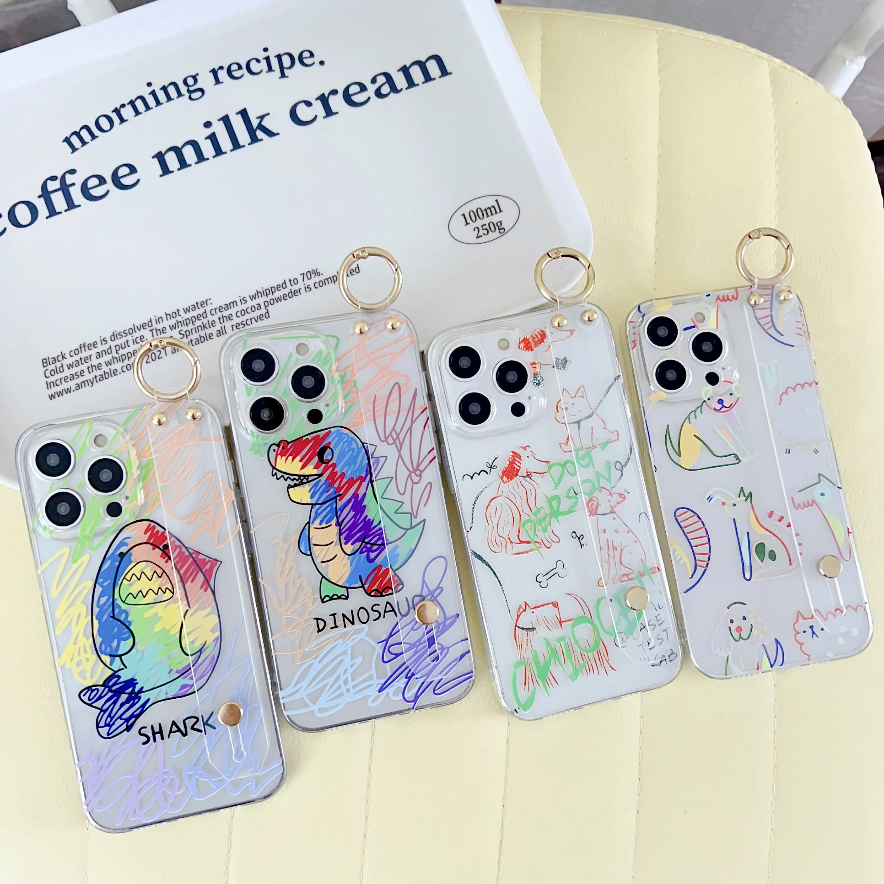 Чехол-накладка Graffiti Shark с ремешком на запястье для OPPO A91 A16 A16s A54s A16E A16K A17 A54 A74 A55 A57 A77s A73 A74 A93 A94 A5 A6X