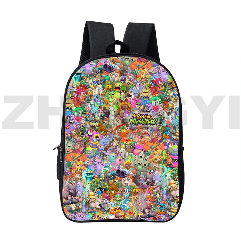 Mein singender Monster-Schul rucksack für Teenager-Schüler 16-Zoll-Cartoon-Videospiel-Rucksack großer Reise-Laptop-Schulranzen-Reiß verschluss