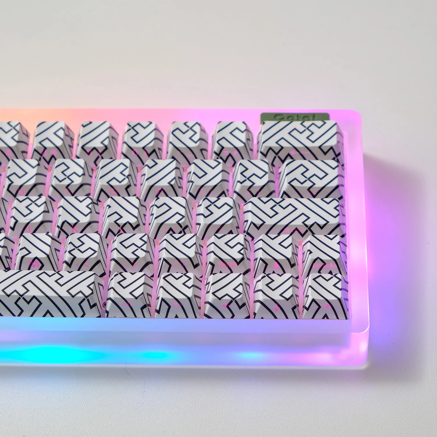 135 Key Black White Maze Theme PBT Double Shot Keycap Side Print Shine Through Cherry Profile Keycap For ISO Mechanical Keyboard