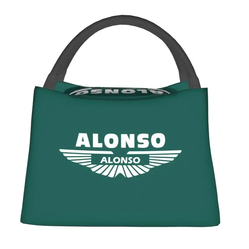 Custom Alonso Sport Motorcycle Lunch Bags Men Women Cooler Thermal Insulated Lunch Boxes for Picnic Camping Work Travel