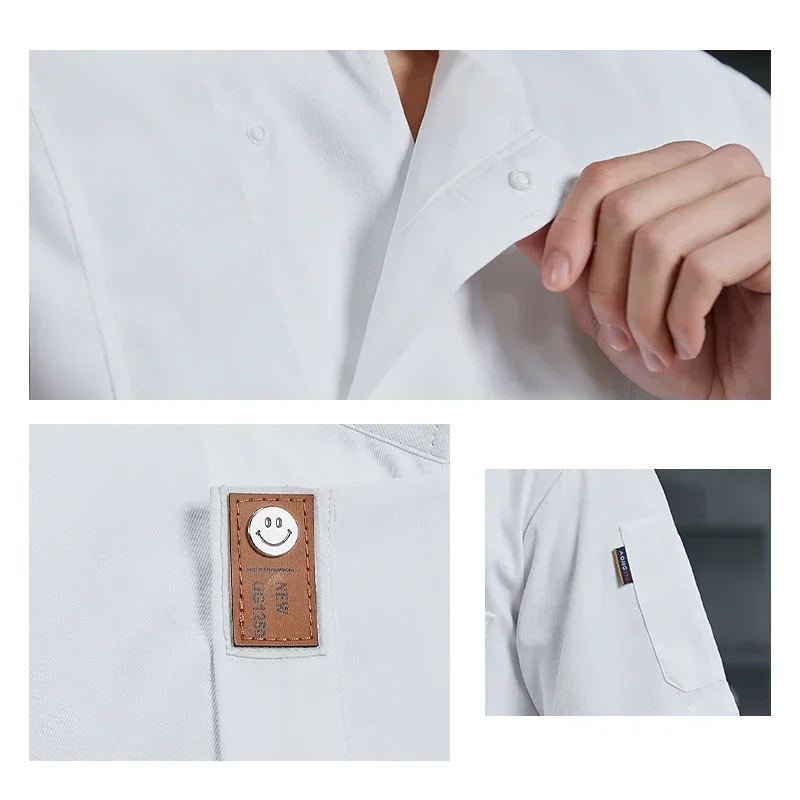 Cappotto unisex Giacca da cuoco estiva Manica corta Uniforme Tinta unita Camicia da cuoco Servizio di ristorazione Costume da cucina Tute da forno Top