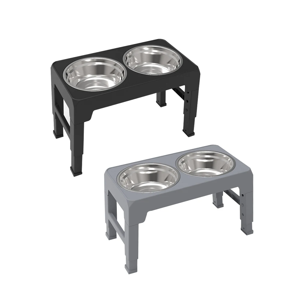 Elevated Dog Bowls,4 Adjustable Heights,Raised Dog Bowl Stand with 2 Stainless Steel Dog Food Bowls,for Large Medium Small Dogs