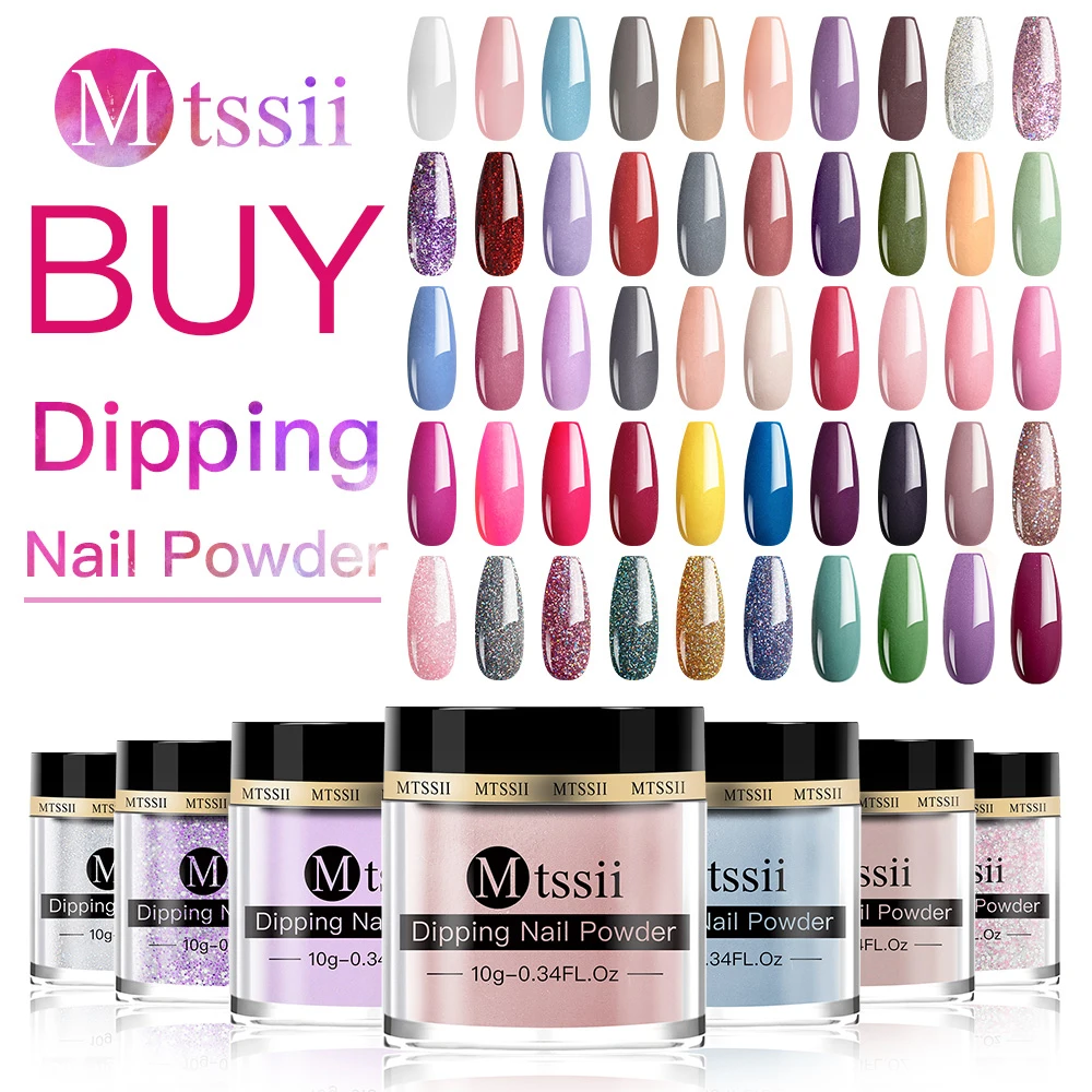 Mtssii Dipping Powder Set Nail Holographic Glitter Dip Powder Nails Set For Manicure Gel Nail Polish 10g Chrome Pigment Powder