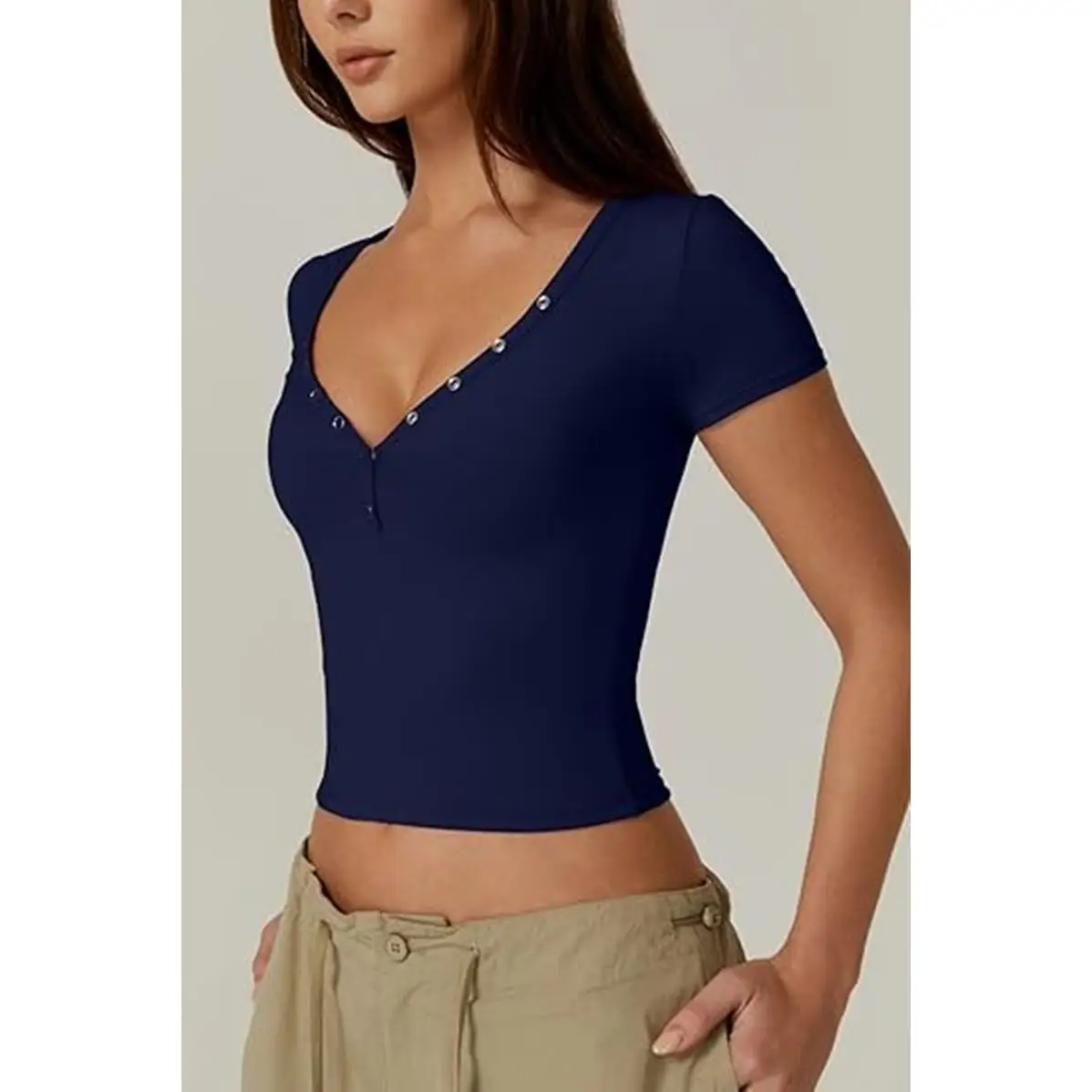 

Women's Fitn Sports Running Neline Yoga Top V-pe Tees ort Sve Breathable Running T-irt for Middle-Aged And ly