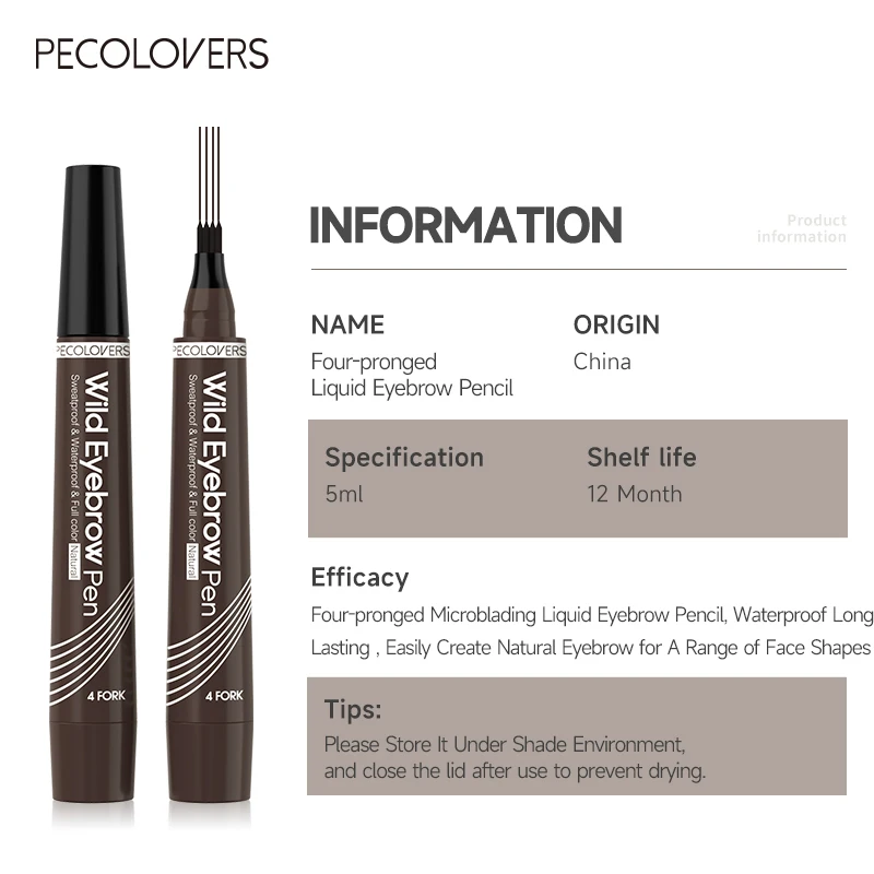 1PC Extremely-small Forked Eyebrow Pencil - Waterproof, Sweat-resistant,Multi-color Selection, Create Natural Wild Eyebrows