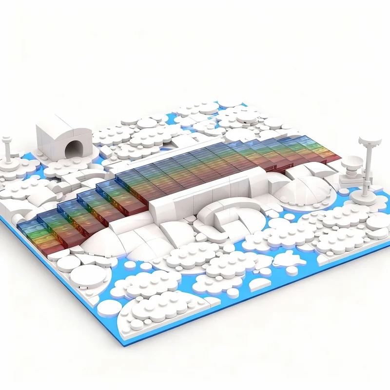 545pcs MOC Pet Memorial The Rainbow Bridge Model Building Blocks Construction Christmas Gift Toy Idea Craft Creative Birthday