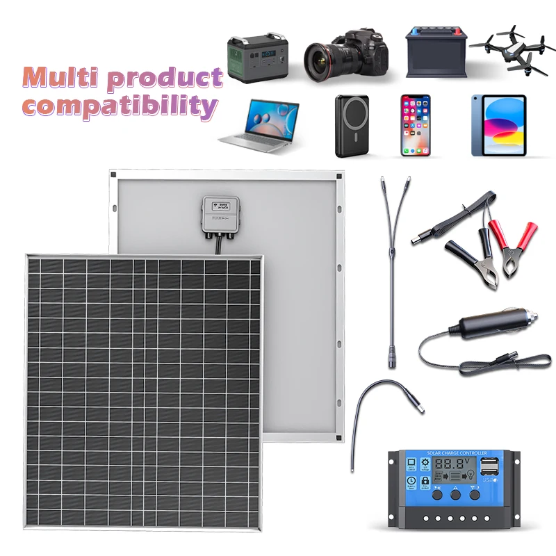 Kit generatore solare portatile da 500 W/1000 W con pannello fotovoltaico da 12 V e alimentatore ricaricabile – ideale per l’alimentazione di emergenza domestica, i viaggi e le attività all’aperto.