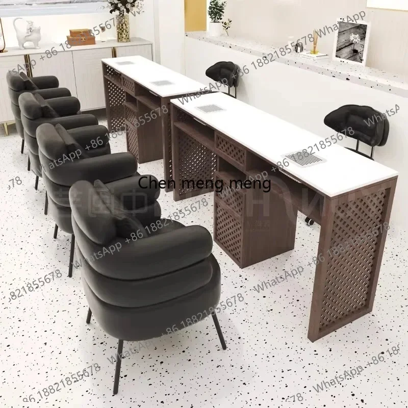 F150 Japanese Wood Storage Manicure Table Mid-century Style High-end Vacuum Cleaner Equipped Manicure Table Nail Salon Furniture
