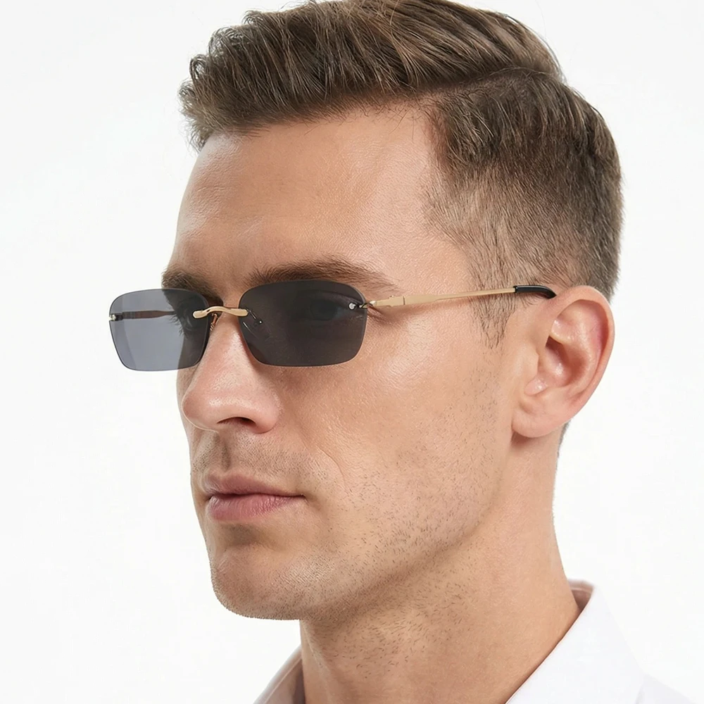 Fashion Rimless Sunglasses Men Women Classic Light Weight Sun Glasses For Male Luxury Rectangle Frameless Eyewear UV400