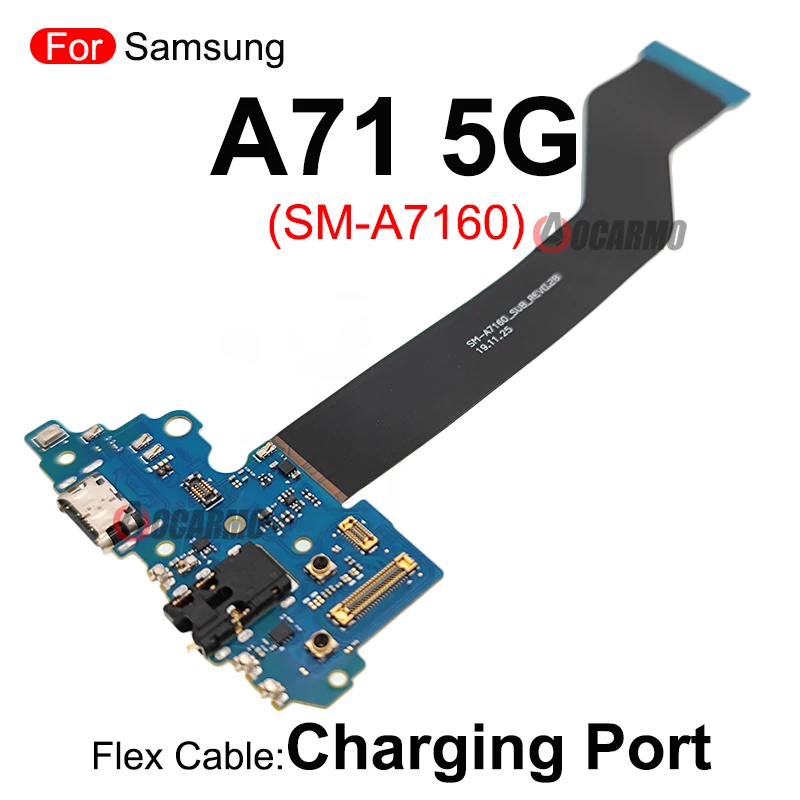 Para Samsung Galaxy A71 5G A716U A7160 Porta do carregador de carga USB com fone de ouvido Jack Flex Cable Peças de reposição