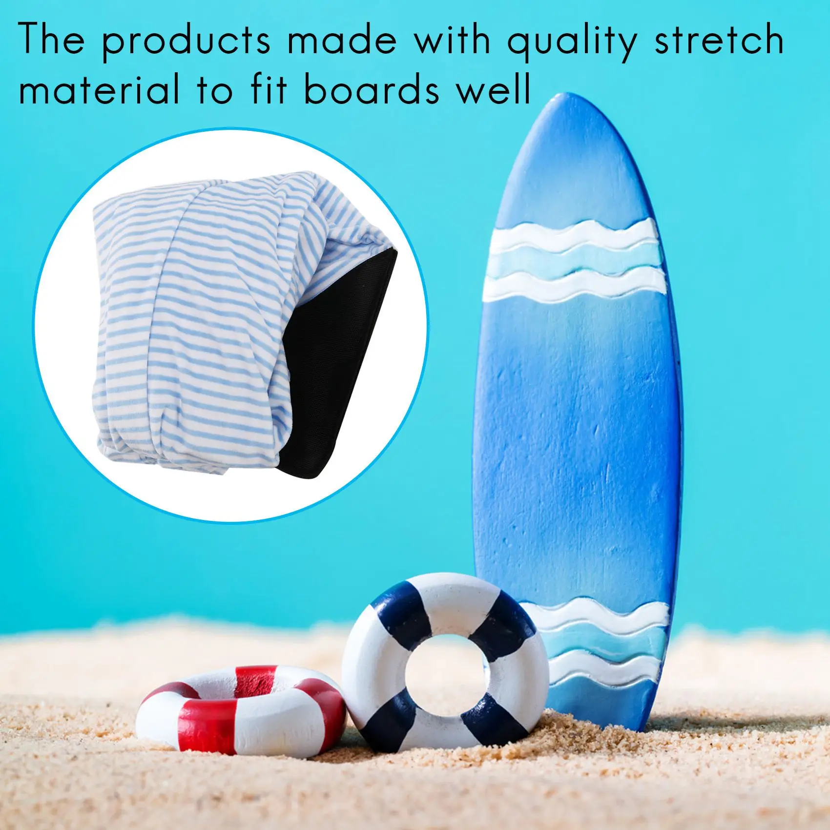 Surfboard Socks Cover 6Ft Blue And White Stripes Surf Board Protective Bag Storage Case