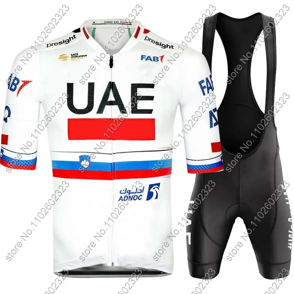 Team UAE Cycling Jersey 2024 Set Mens Pink Tadej Pogačar Clothing Short Sleeve Road Shorts Bib Bike Suit MTB Wear Maillot