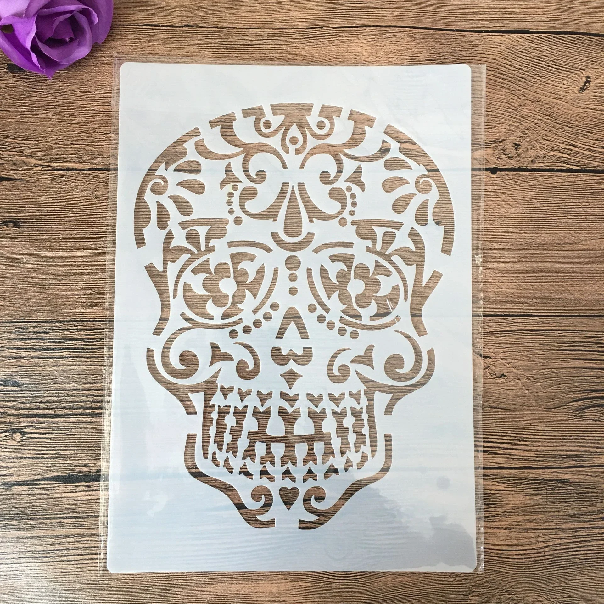 Plantillas decorativas para pintura de pared, tótem de diamante Vintage A4 de 29cm, bricolaje, libro de recortes colorear, álbum en relieve, plantilla de calavera