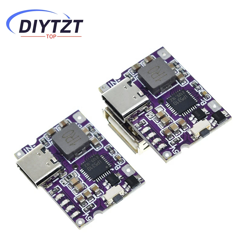 DIYTZT Type-C USB 5V 3.1A Boost Converter Step-Up Power Module IP5310 Mobile Power Bank Accessories With Switch LED Indicator