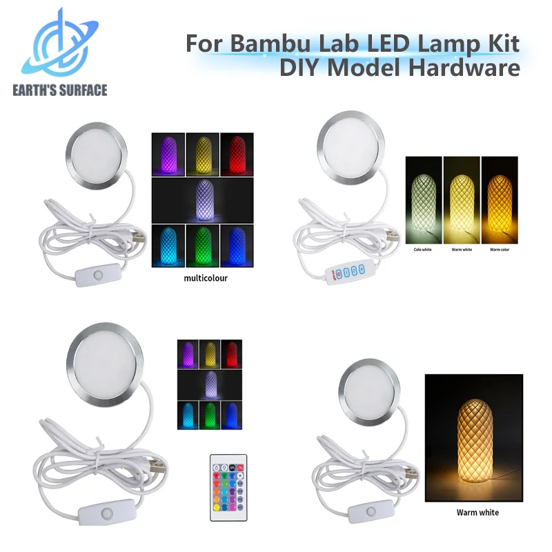 For Bambu Lab LED Lamp Kit Hardware DIYModel White/Cold/Warm Lights WithoutAdjustable Light Kit RGB Light Parts LampShell 001