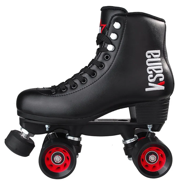 4 Wheels Roller Skates, Professional Patines, Quad Skates, Double Row Unisex Skates, PU Leather High-top Skating Shoes