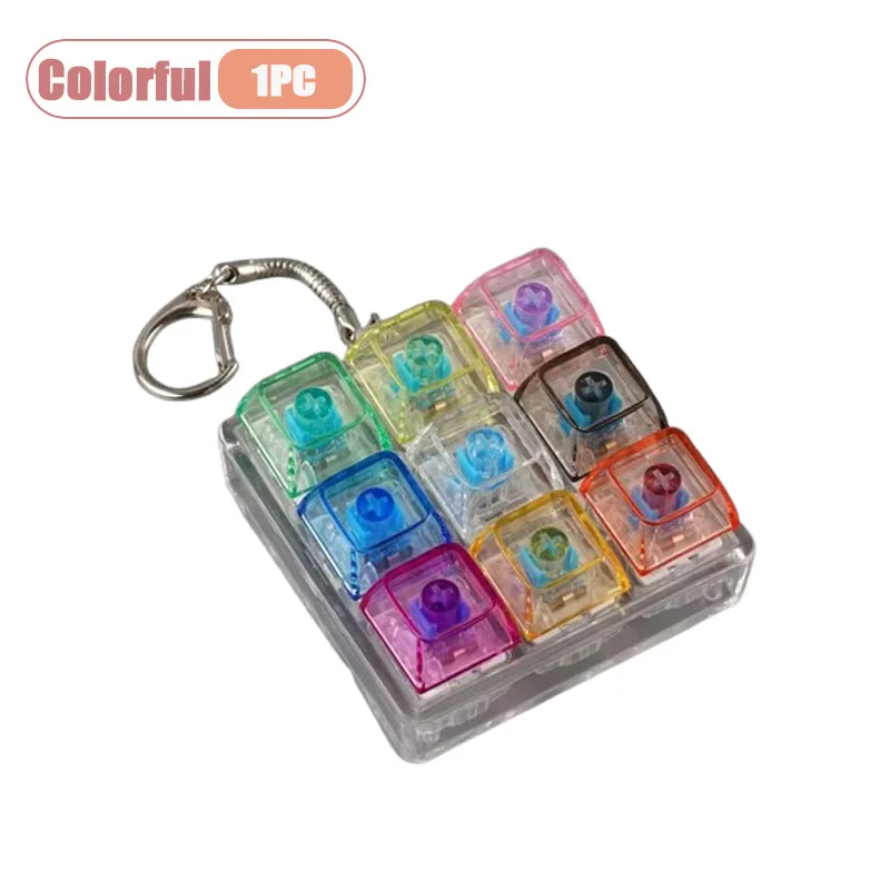 Mechanischer Tastatur-Schalter-Tester Schlüsselanhänger Fidget mit LED-Licht DIY Tastenkappen Stressabbau Clicker für Büro Schreibtisch Angstlinderung Geschenk