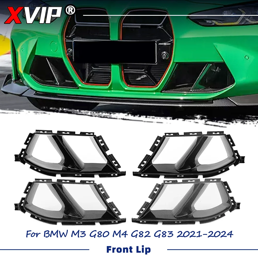 

XVIP Glossy Black Glossy Carbon Fiber Look MP Style Fog Light Intake Grille Cover For BMW M3 G80 M4 G82 G83 2021-2024