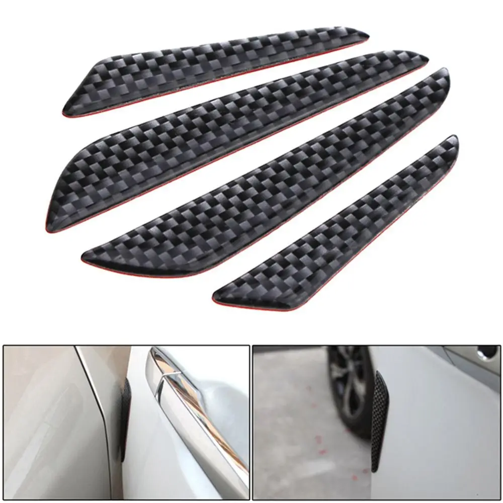 4Pcs Practical Crash Sticker Anti-collision Protection Strip Carbon Fiber Car Door Edge Guard Trim Molding