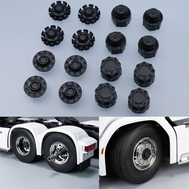 1:14th Scale Hubcaps Spindle Head Wheel Axle Head Cover for Tamiya RC Dump Truck SCANIA 770S 56368 R620 VOLVO BENZ MAN Car