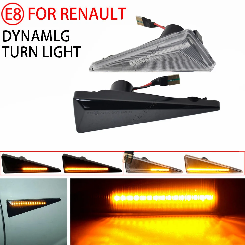 2pcs Led Dynamic Turn Signal Side Marker Light Sequential Blinker Lamp For Renault Espace MK4 Vel Satis Wind Avantime Megane 2