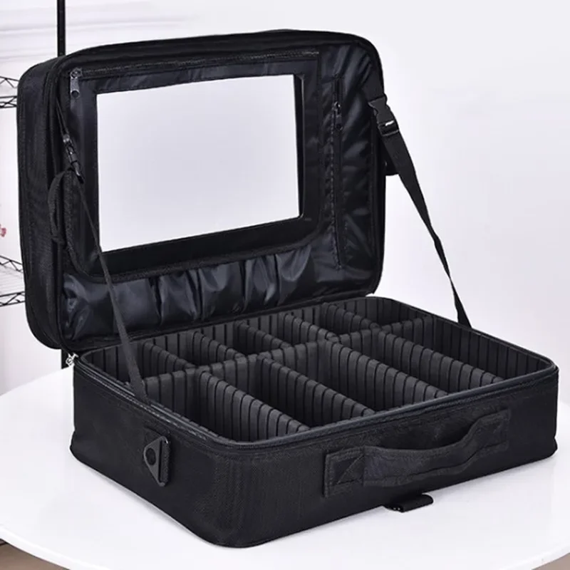 Professional Makeup Shoulder Bag Cosmetic Big Toolbox Storage Handbag with Mirror Travel Beauty Nail Box Messenger Bags Suitcase