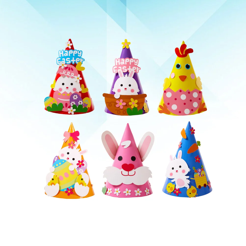 6Pcs DIY Papier Tier Hüte Ostern Kinder Kostüm Festival Cosplay Dekorative Kreative Zubehör DIY Papier Kappe Dekorative Hut