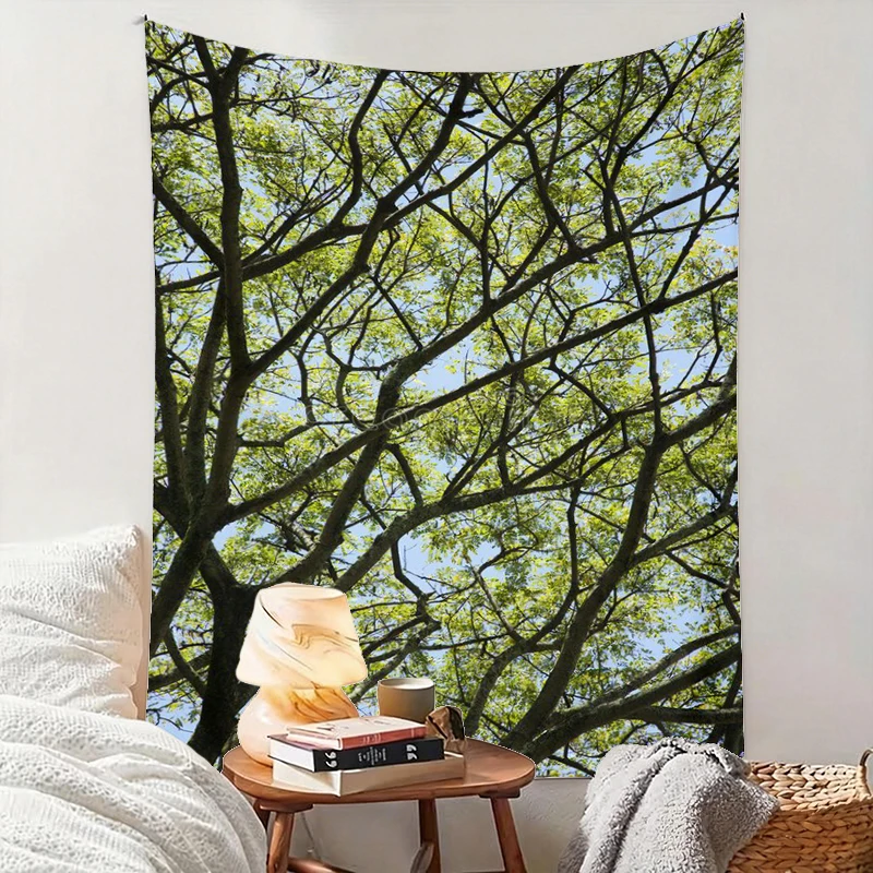 1PC Tree Branch Up View Art Print Backdrop Banner, Bedroom Living Room Photo Background, Polyester, Home Decor, Wall Art