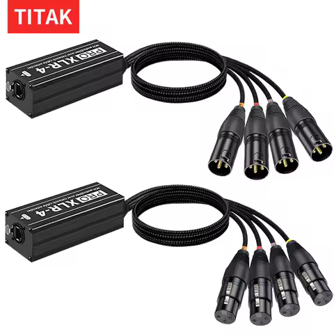 RJ45 CAT5 Ethercon to 4 Channel 3Pin XLR Audio/DMX over Network Cable Extender for Stage Sound Lighting and Recording Studio