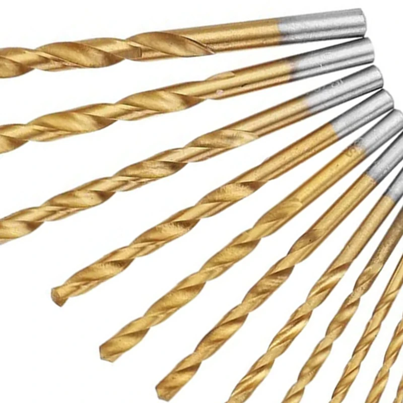 13Pc 1.5-6.5Mm Round Shank Twist Drill Bit Set Titanium Coated HSS Bit Woodworking Metal Tools-ABQU