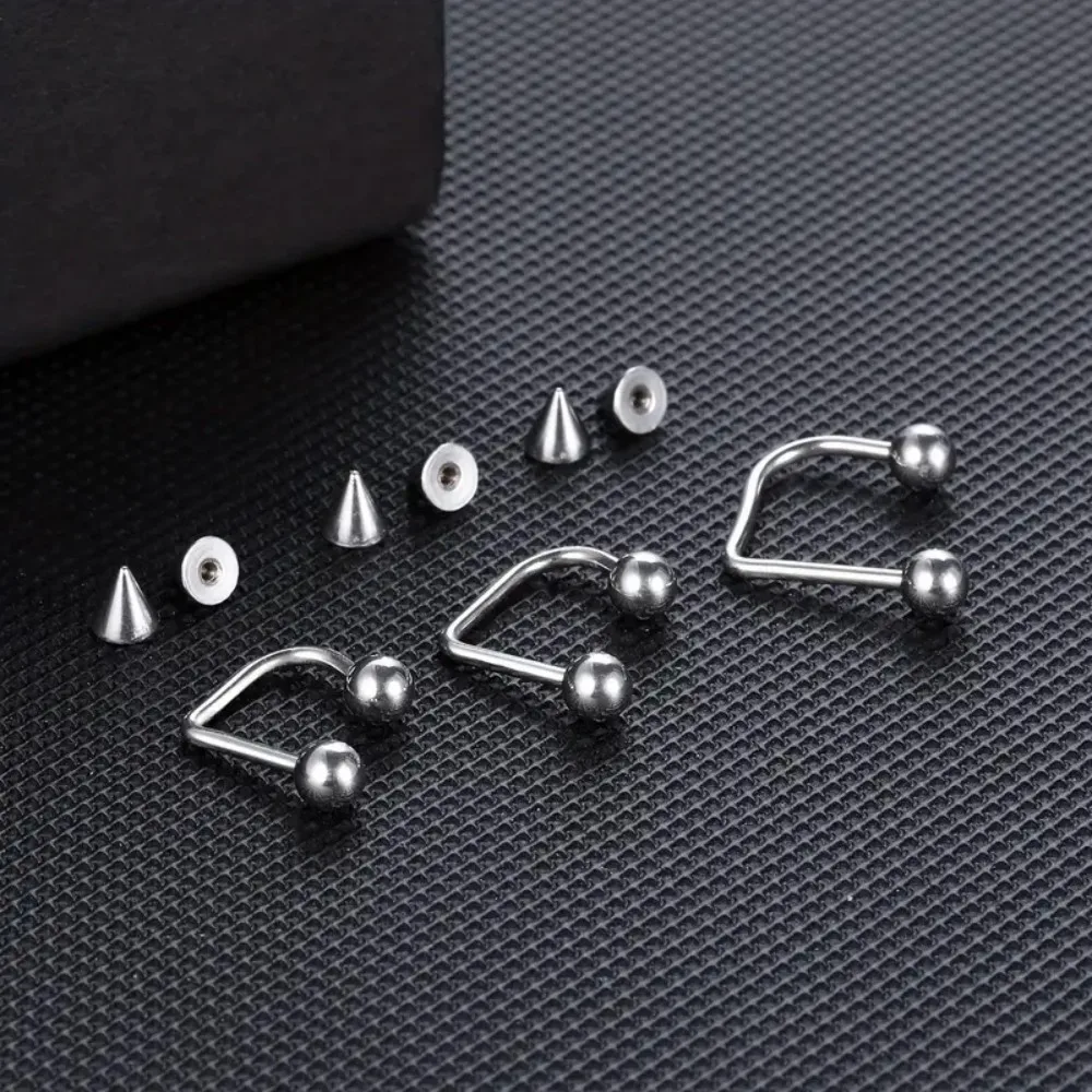 1 زوج من 16 جرام الفولاذ المقاوم للصدأ الشفاه مونرو ميدوسا الأذن ثقب الكرة مخروط ليبي حلقة Labret U-شكل حلقة ثقب المجوهرات 8 مللي متر 10 مللي متر